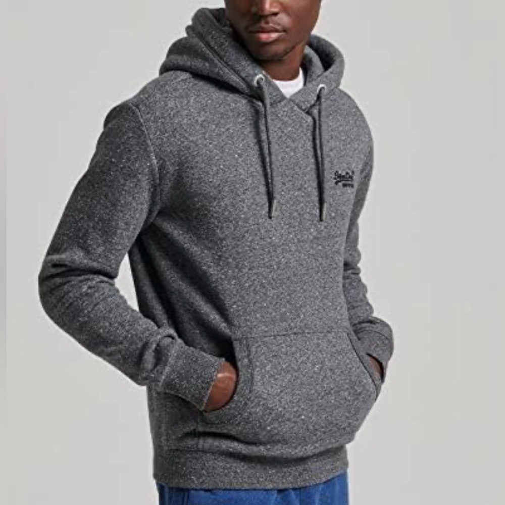 Superdry Vintage Logo Embroidered Hoodie Charcol Gray size small
